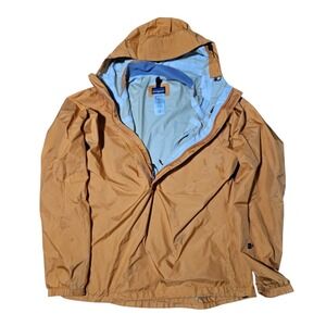 Patagonia Men's Medium H2NO Orange Half Zip Hooded Jacket Coat Nylon *STAINS*